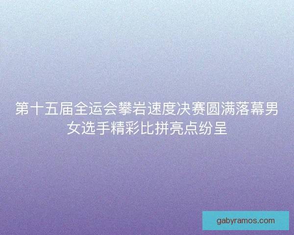 第十五届全运会攀岩速度决赛圆满落幕男女选手精彩比拼亮点纷呈