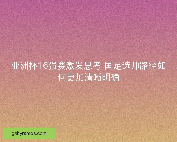 亚洲杯16强赛激发思考 国足选帅路径如何更加清晰明确